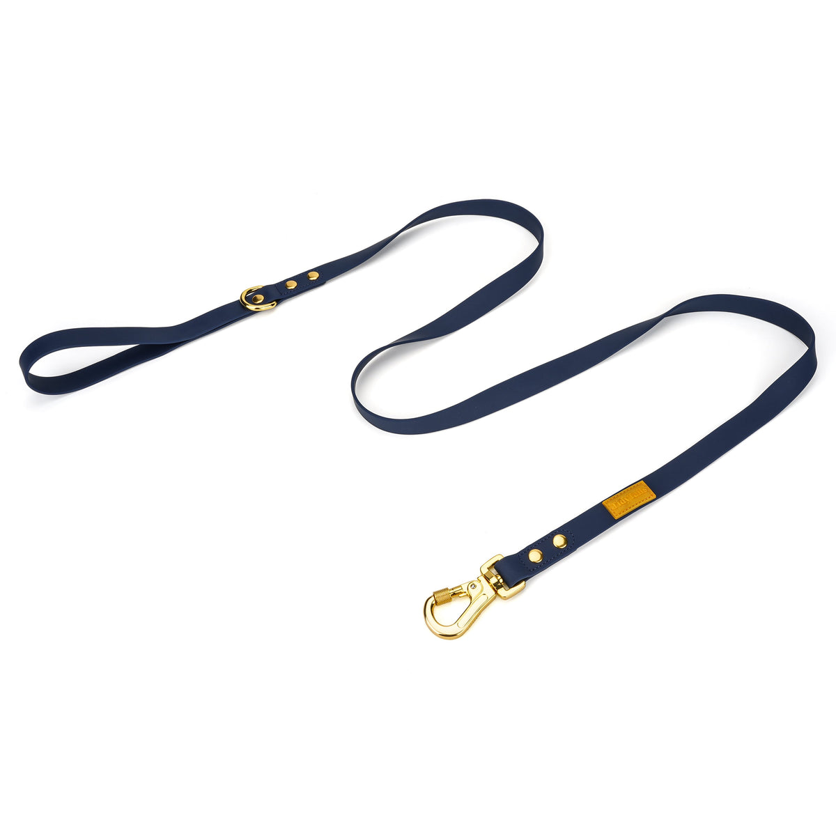 Full-length TidyTails Everyday Leash in navy with gold-tone hardware