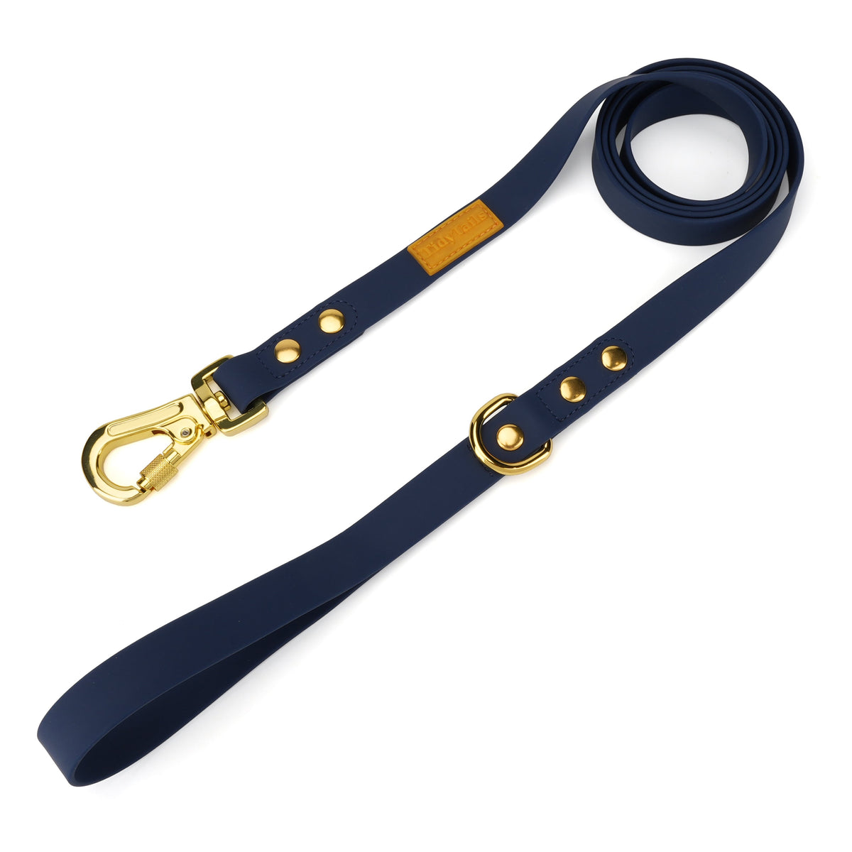 TidyTails navy everyday leash with padded handle and locking clasp